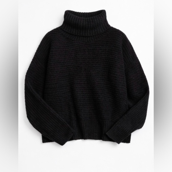 Leith Sweaters - Leith Black Cowl Neck Ribbed Sweater Cozy Oversized Fall /Winter Knit Size M/L